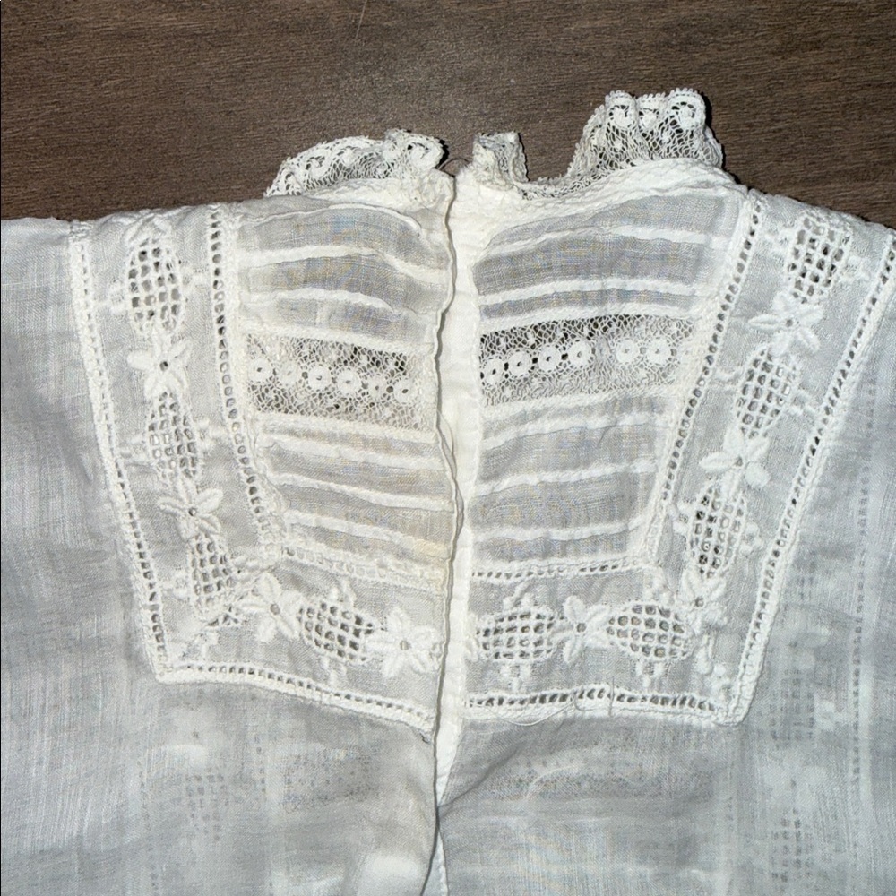 Antique Edwardian Christening Gown Hand Embroidered Lace Heirloom Gown - Picture 8 of 9